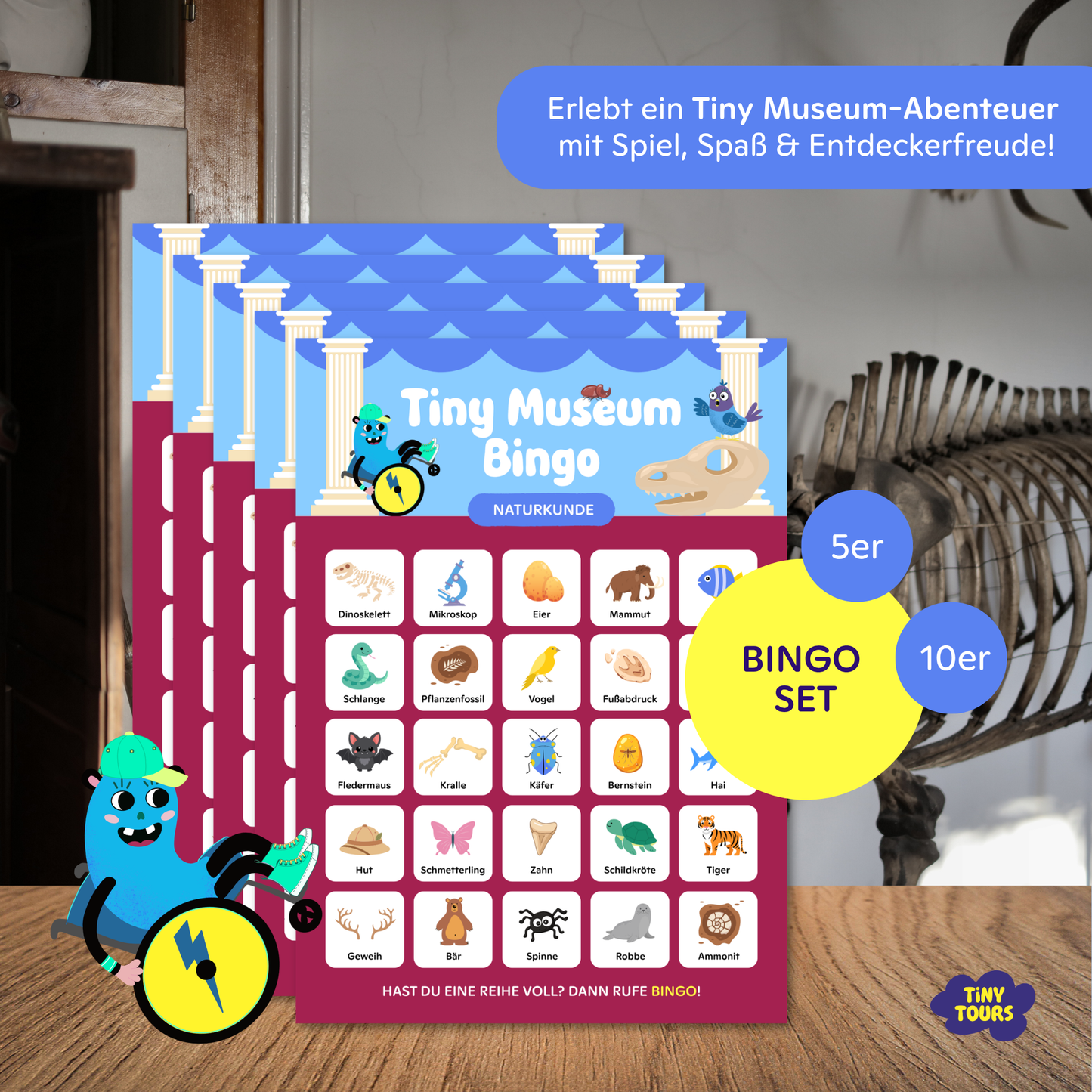 Tiny Museum Bingo - Naturkunde - Indoor-Spiel für Kinder